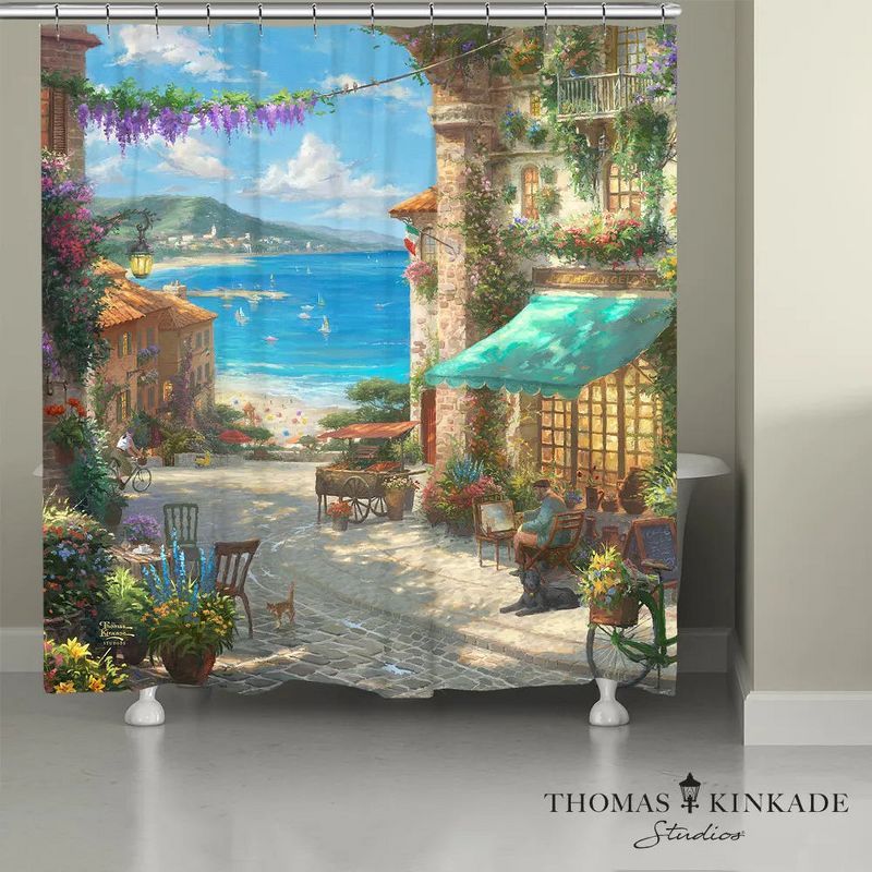 Thomas Kinkade Italian Café Shower Curtain - Multicolored, 1 of 2
