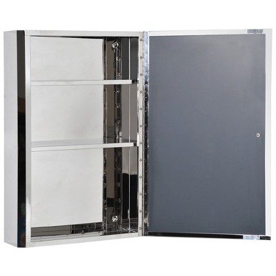 Stainless Steel Wall-Mounted Bathroom Mirror Cabinet with Shelves