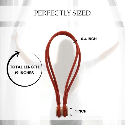 Terracotta Double Braided Magnetic Curtain Tiebacks with Wooden Tips