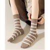 Anna-Kaci 3 Pairs Women's Striped Crew Socks with Ribbed Knit Design and Anti-Pilling Cotton Blend - 4 of 4