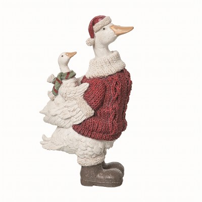 Transpac Resin Red Christmas Farm Duck Decor