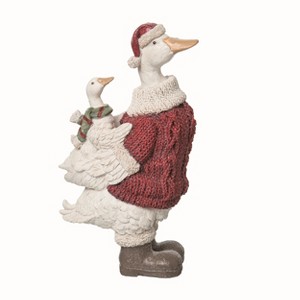 Transpac Resin 9.06 in. Multicolor Christmas Piggyback Duck Farm Decor - 1 of 2