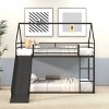 TopComfy Beds Kids Bunk Bed Frame Dual Access Design Ladder Slide House Shape Triangular Roof Sleeping Area Two for Bedroom, Black, 76.5"*41.3"*71" - 2 of 4