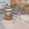Emma and Oliver 2 Pack Premium Steel Beige Folding Chair with Right Handed Tablet Arm - Event Chair - 2 of 4