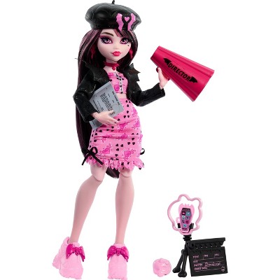 Monster High 10.5" Fearbook Draculaura Fashion Doll with Jacket, Yearbook, and Movie Club Accessories