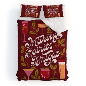 Deny Designs Full/Queen Jessica Molina Making Spirits Bright Holiday Duvet Cover and Pillow Sham Orange - 1 of 4