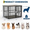 43" Heavy-Duty Indoor Dog Cage - Wooden furniture style with 2 doors, adjustable bowls, doubles as end table. - 3 of 4