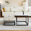 Modern Marble Nesting Coffee Table Set, Round Stacking Tables with Metal Frame, Black - 2 of 4