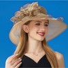 Anna-Kaci Women's Wide Brim Organza Dress Hat with Sheer Ribbon Floral Design for Formal Events and Sun Protection - 3 of 4
