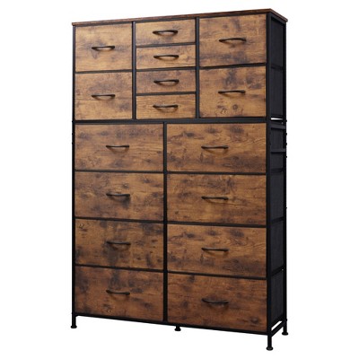 16-Drawer Tall Fabric Dresser Storage Tower with Steel Frame, Chest of Drawers Organizer Unit