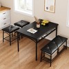 4-Piece Dining Set w/Bench - Kitchen Table w/Storage Shelves & PU Cushions, Metal/Wood Design for Small Spaces - 3 of 4