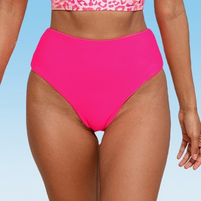 Lands' End Women's Upf 50 Full Coverage Geo Print High Waist Twist-front Bikini  Bottom - Pink/orange Xl : Target