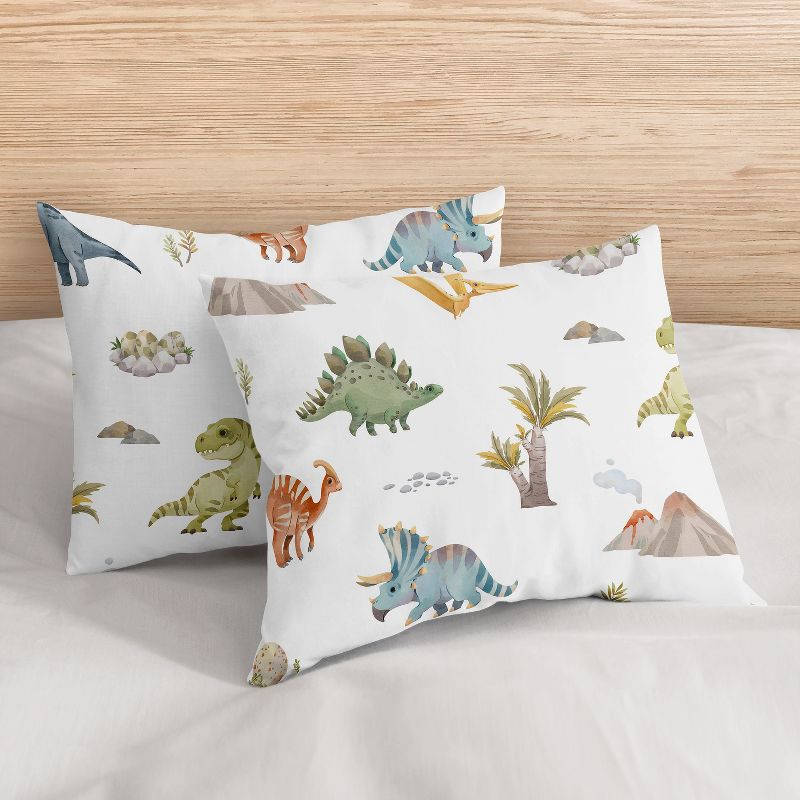 Sweet Jojo Designs Boy Full/Queen Comforter Bedding Set Watercolor Dinosaur Dino Multicolor 3pc, 6 of 8