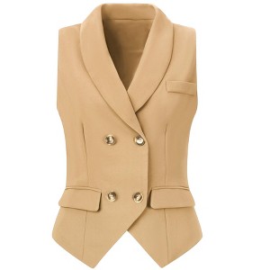 INSPIRE CHIC Women's Lapel Collar Dressy Versatile Racerback Waistcoat Suit Vest - 1 of 4