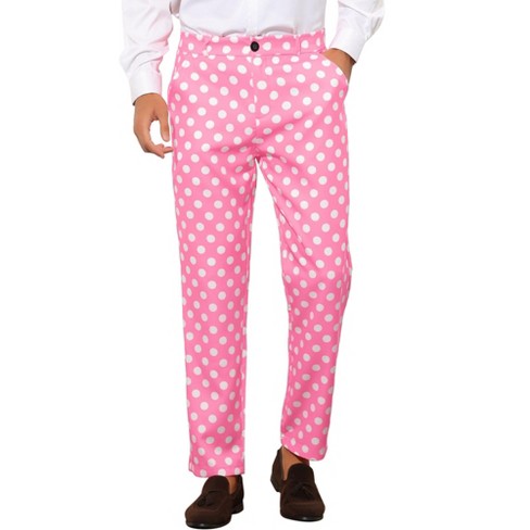 Lars Amadeus Black Polka Dots Dress Pants for Men's Regular Fit Flat Front  Formal Printed Trousers 28 at  Men's Clothing store