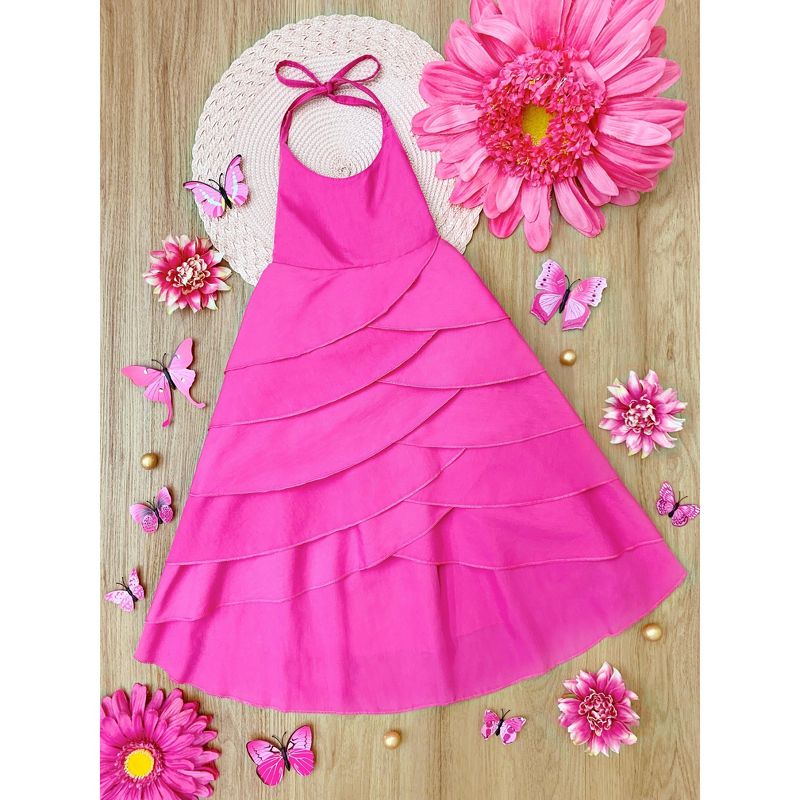 Pretty Petal Pink Tiered Dress - Mia Belle Girls, 4 of 5