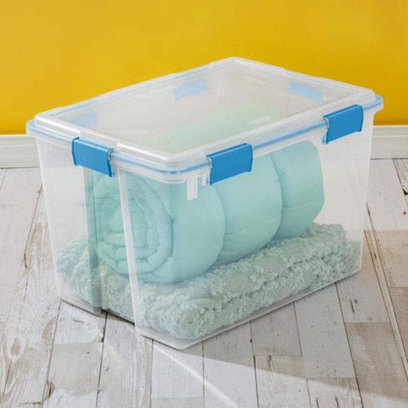 Sterilite 80 Quart Clear Plastic Stackable Storage Container Box Bin with Air Tight Gasket Seal Latching Lid Long Term Organizing Solution, 5 of 8