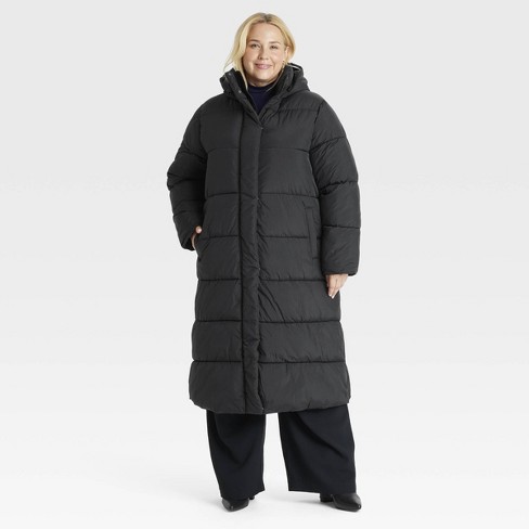 Women s Hooded Duvet Puffer Jacket A New Day Black Xxl Target