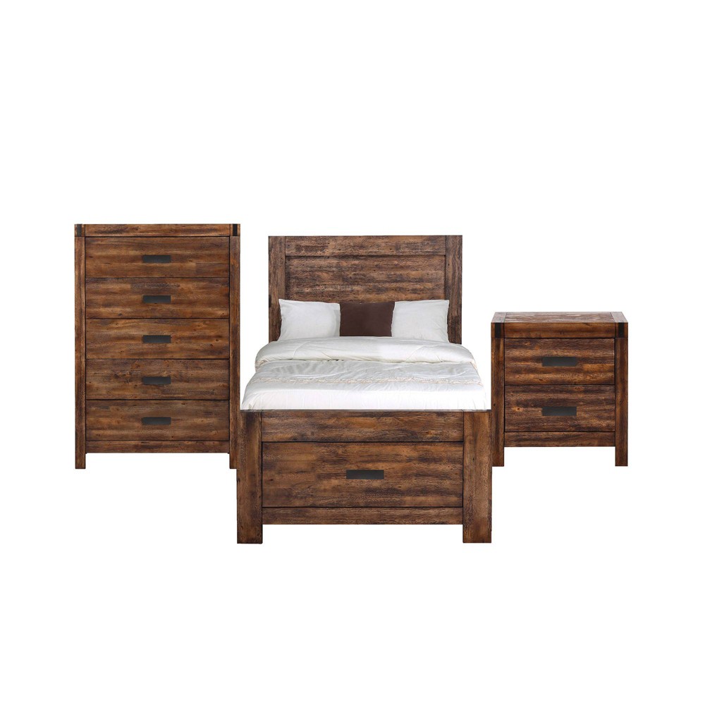 Photos - Bedroom Set 3pc Twin Wren Platform Storage  Chestnut - Picket House Furnish