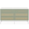 Resenkos Modern Rattan 6 Drawer Dresser for Bedroom, 55 inch Long Double Dresser Chest of Drawers, White and Green - 3 of 4