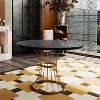 Round Dining Table for 4, Dinette Table Space-Saving Dinner Table Kitchen Table, Industria & Rustic - ModernLuxe - 2 of 4