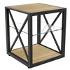 Modern Industrial End Table Nightstand - Tempered Glass and Natural Wood MDF Top with Metal Frame for Bedroom and Living Room - 4 of 4