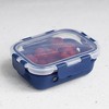 Michael Graves Design Rectangle Small 12 Ounce High Borosilicate Glass Food Storage Container with Plastic Lid, Indigo - image 3 of 4