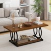 Bekrvio 2-Tier Storage Coffee Table, 41.7" Rectangle Wood Center Table with Geometric Metal Legs for Living Room & Home Office - 2 of 4