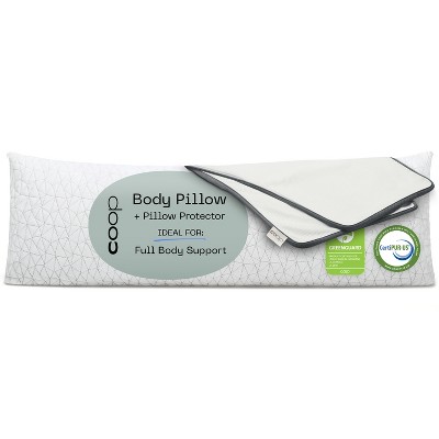 Coop Home Goods 20”x 54 Adjustable Memory Foam Body Pillow - GREENGUARD  Gold Certified - Lulltra Washable Cover - White