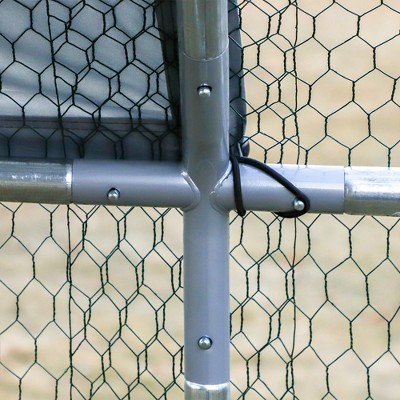 Large Silver Metal Walk-In Chicken Coop with Roof