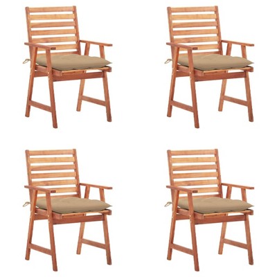 Outdoor Chair Set of 4 Solid Acacia Wood vidaXL