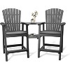 Outdoor Bar Height Adirondack Chairs with Connected Tray, Balcony Chairs, for Deck, Backyard, Outdoor Weather Resistant 2 Piece Set - 2 of 4