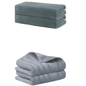REGALWOVEN Bathroom Gym SPA Cotton Soft Absorbent Bath Hands Towel Set 2 Pcs - 1 of 4