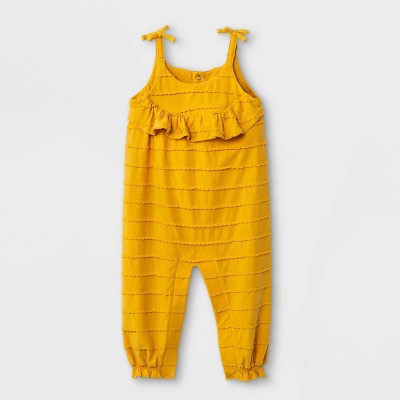 Baby Girls' Textured Romper - Cat & Jack™ Yellow 3-6M