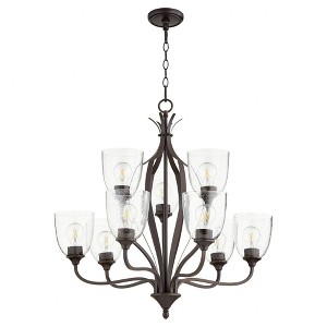 Quorum Lighting Jardin 9-Light Chandelier, 30 Width, 28 Height, Oiled Bronze Finish, Clear/Seeded Shade - 1 of 1