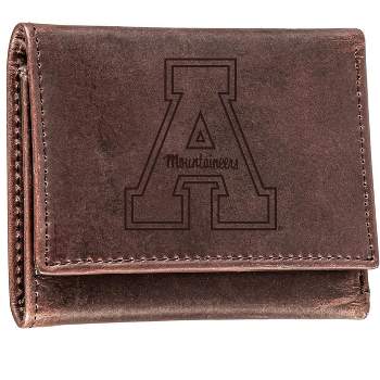 Evergreen NCAA Appalachian State Mountaineers Brown Leather Trifold Wallet Officially Licensed with Gift Box