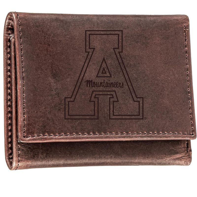 Evergreen NCAA Appalachian State Mountaineers Brown Leather Trifold Wallet Officially Licensed with Gift Box, 1 of 2