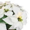 Puleo 19" Pre-Lit Battery-Operated Artificial Potted White Poinsettias - 4 of 4