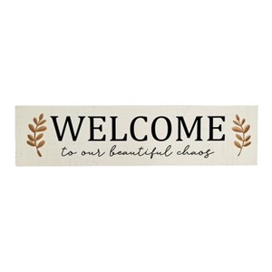 VIP Wood 31.5 in. White Beautiful Chaos Welcome Wall Decor - 1 of 2