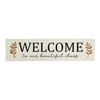 VIP Wood 31.5 in. White Beautiful Chaos Welcome Wall Decor