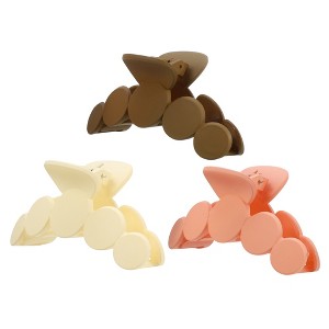 Unique Bargains Women's Plastic Claw Hair Clips Barrettes White Brown Light Orange 3.94''x1.54''x1.77'' 3Pcs - 1 of 4