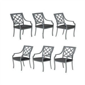 Mondawe Powder Coated Cast Aluminum Outdoor Dining Armchair with Cushion (Set of 6) - 1 of 4
