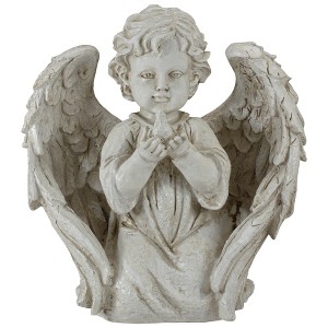 Northlight 9.75" Ivory Angel Boy Kneeling with Dove Outdoor Garden Statue - 1 of 4