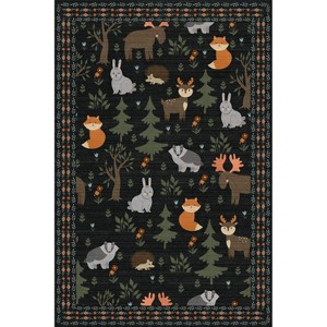 Large Cute Animal Machine Washable Rug with Non Slip Backing Ultra-Thin Non Shedding Stain Resistant Rug for Bedroom Playroom Nursery Kids Room - 1 of 4