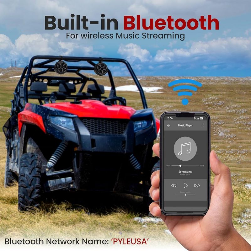Pyle 4" Off-Road Bluetooth Waterproof Speakers - Black, 3 of 8