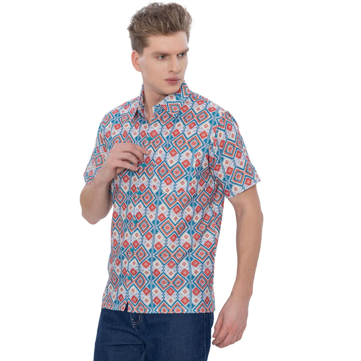 HAPPY BAY Men's Hawaiian Shirts Short Sleeve Button Down Shirt Mens Holiday Beach Shirts Tropical Shirts for Men Funny XXL Ethnic Print Multicolor - thumbnail 4