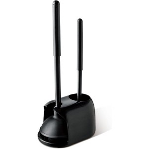 2-in-1 Toilet Plunger and Brush Set with Caddy Holder - Complete Bathroom Cleaning Tools Combo in One Stand - 1 of 4