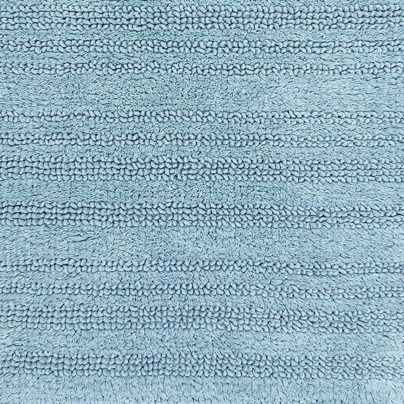 Knightsbridge Luscious Textured Striped All Season Soft Plush Cotton Reversible & Soft Bath Rug Light Blue, 3 of 4