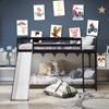 Infans Twin over Twin Bunk Wooden Low Bed with Slide Ladder for Kids Espresso - 4 of 4