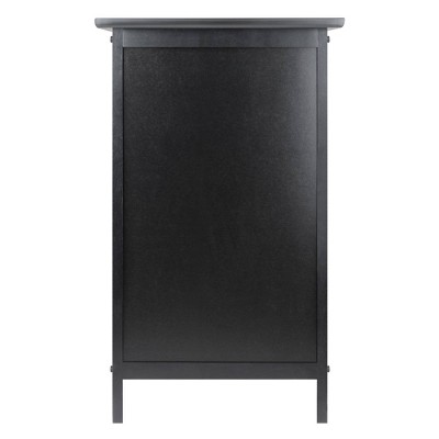 Black Rectangular Wood Nightstand with Open Storage